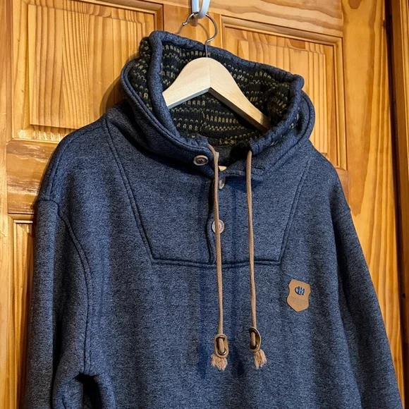 Double Layer Collar Knitted Detail Men's Sweatshirt - Picture 2 of 8